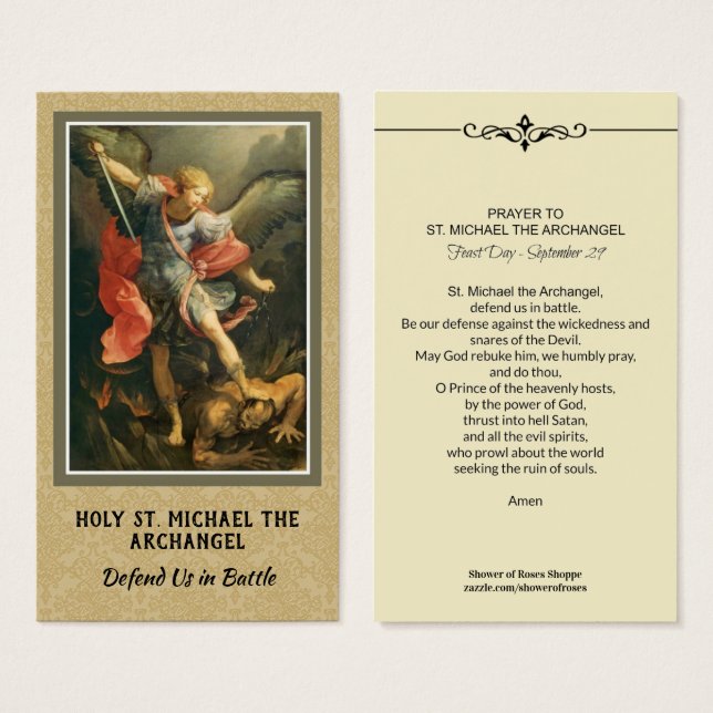 St. Michael the Archangel Prayer Holy Card (Front & Back)