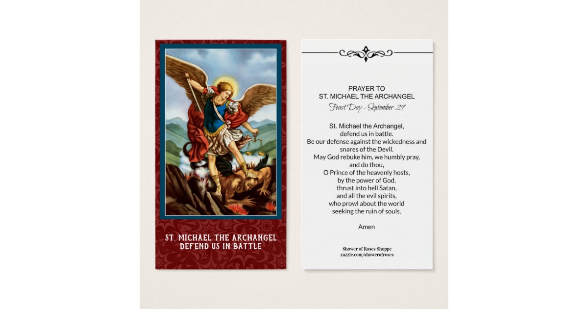 st michael the archangel prayer holy card zazzlecom