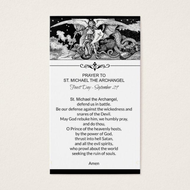 St. Michael the Archangel Prayer Holy Card (Front)