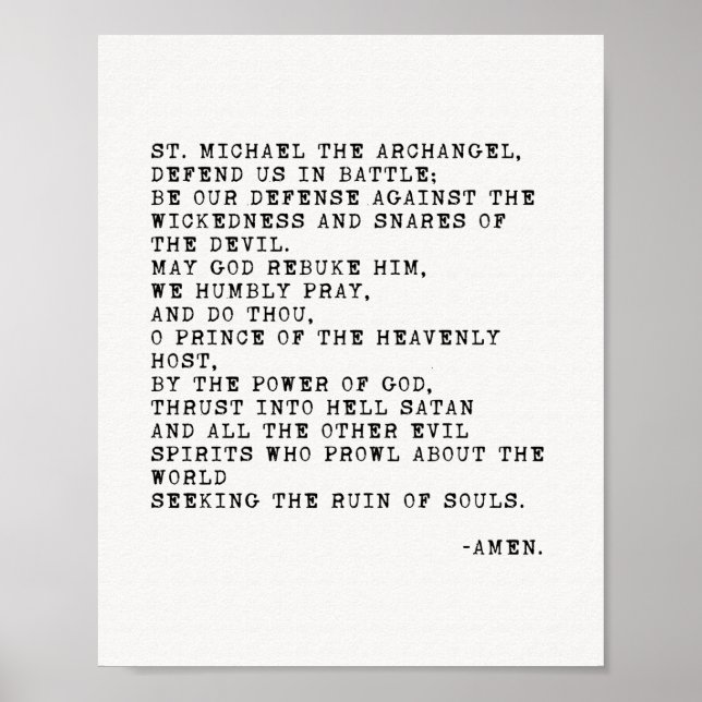 St Michael the Archangel Prayer Poster (Front)