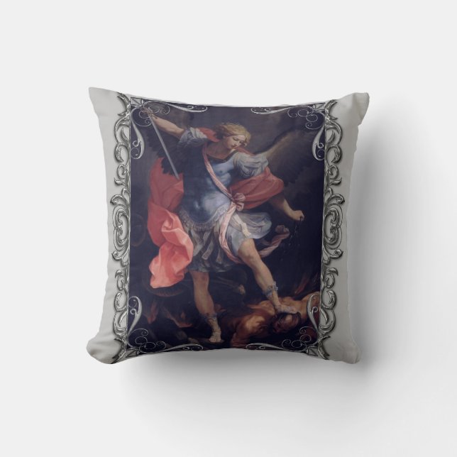 St. Michael, the Archangel Prayer Throw Pillow (Front)