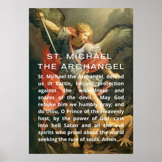 St. Michael the Archangel Prayer with White Text Poster | Zazzle.com