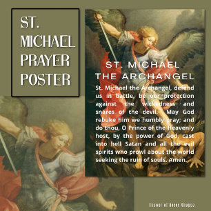 St. Michael the Archangel Prayer with White Text Poster