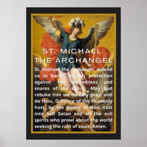 St Michael the Archangel Prayer with White Text Poster