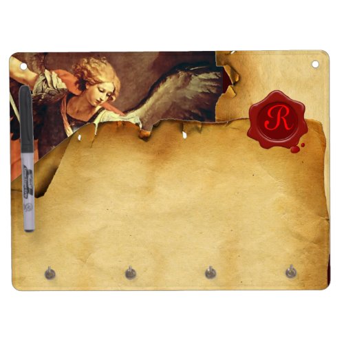 St Michael the Archangel Red Wax Seal Parchment Dry Erase Board With Keychain Holder