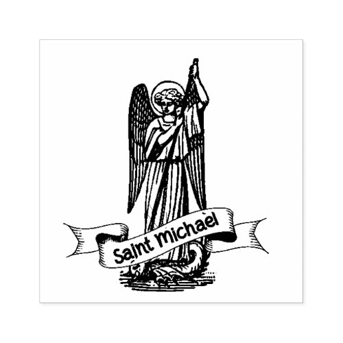St Michael the Archangel Religious Angel Rubber Stamp