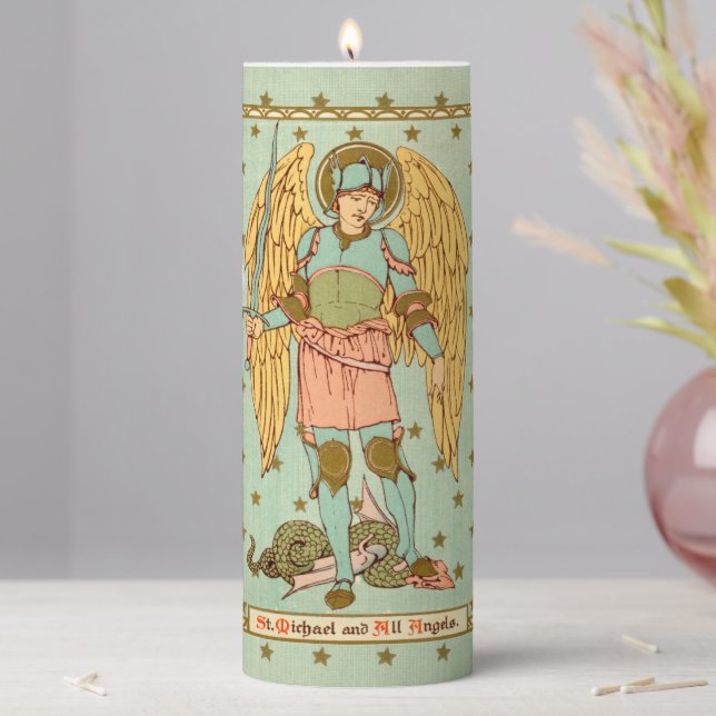 St. Michael the Archangel (RLS 12) 3"x8" Pillar Candle (In Situ)
