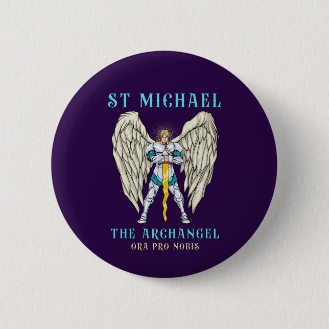 St Michael the Archangel Roman Catholic Button (Front)