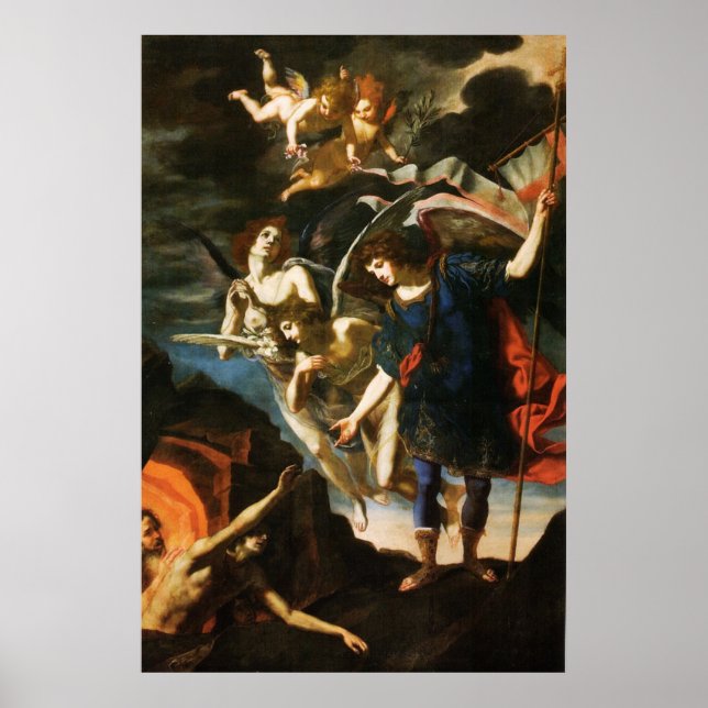 St Michael the Archangel Saving Souls in Purgatory Poster (Front)