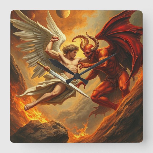 St Michael the Archangel Slays the Devil Clock (Front)