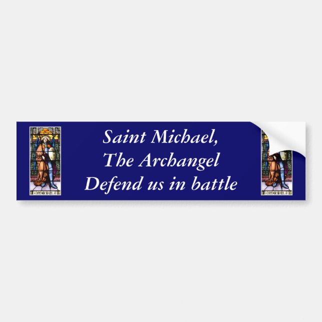 St. Michael The Archangel Stained Glass Window Bumper Sticker (Front)