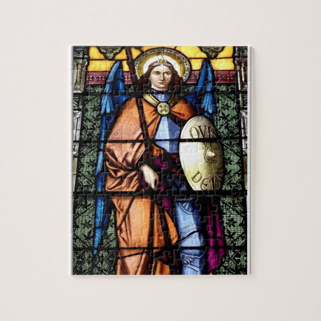 St. Michael The Archangel Stained Glass Window Jigsaw Puzzle (Vertical)