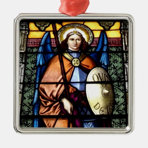 St Michael The Archangel Stained Glass Window Metal Ornament