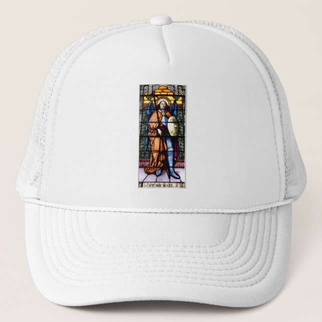 St. Michael The Archangel Stained Glass Window Trucker Hat (Front)