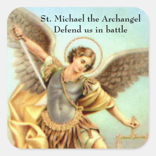 St Michael the Archangel Sword Armour Square Sticker