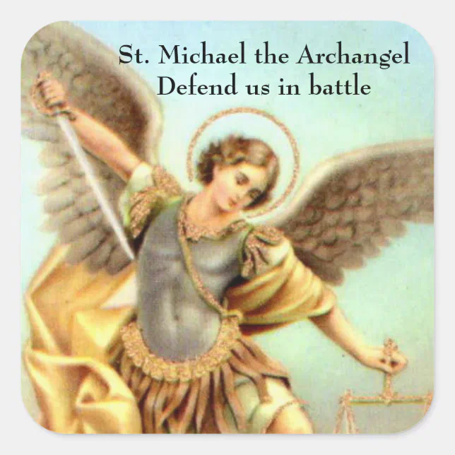 St. Michael the Archangel Sword Armour Square Sticker | Zazzle