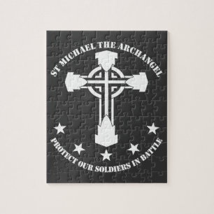 St Michael The Archangel - White Stencil Jigsaw Puzzle
