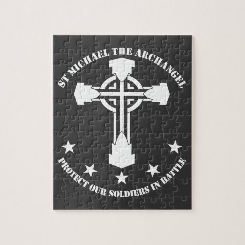 St Michael The Archangel _ White Stencil Jigsaw Puzzle