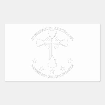 St Michael The Archangel - White Stencil Rectangular Sticker by SteelCrossGraphics at Zazzle