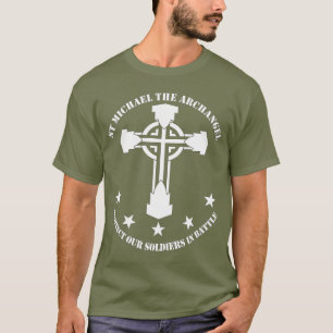 St Michael The Archangel - White Stencil T-Shirt