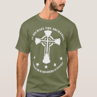 St Michael The Archangel - White Stencil T-Shirt