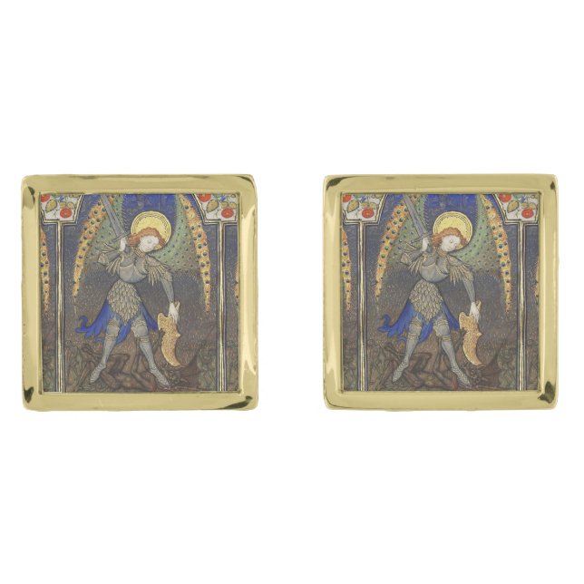 St. Michael the Archangel with Devil Cufflinks (Front)