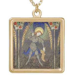 St. Michael the Archangel with Devil Gold Plated Necklace
