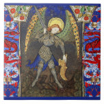 St. Michael the Archangel with Devil , Red Dragons Ceramic Tile