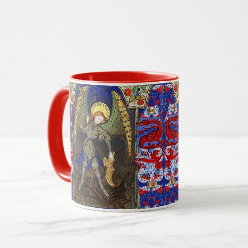 St Michael the Archangel with Devil  Red Dragons Mug