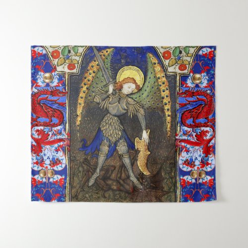 St Michael the Archangel with Devil  Red Dragons Tapestry