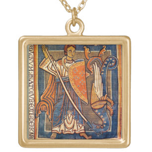 St. Michael the Archangel with Dragon Gold Plated Necklace