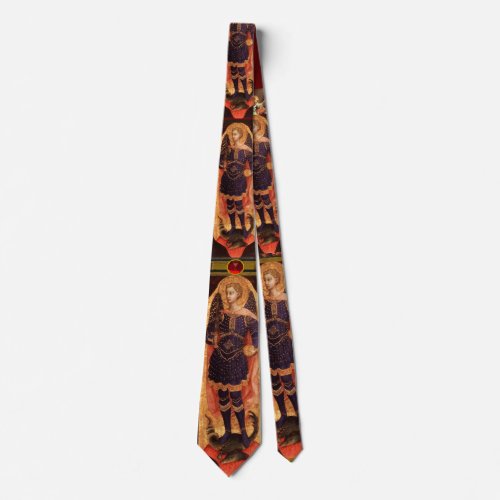 St Michael the Archangel with Dragon Ruby Neck Tie