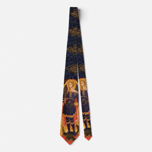 St Michael the Archangel with Dragon Ruby Neck Tie