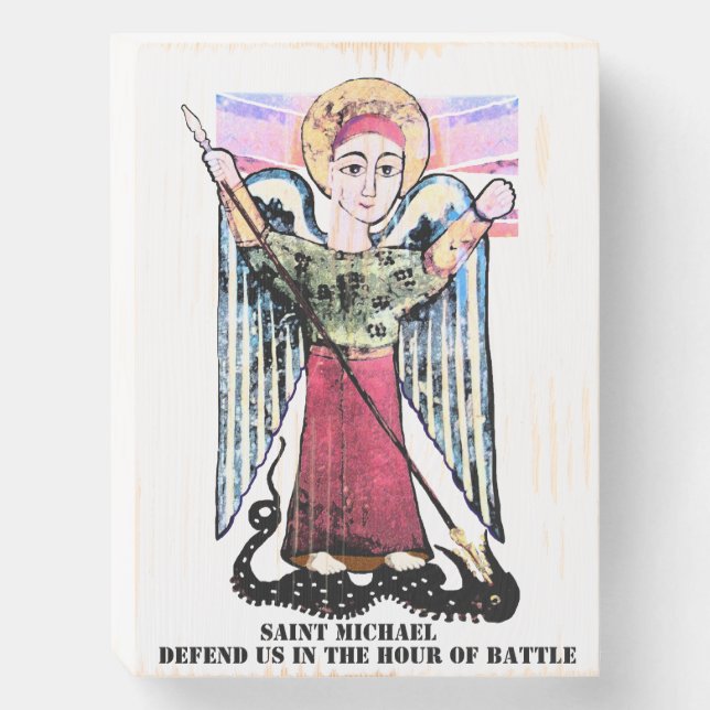 St Michael the Archangel Wooden Box Sign (Front Vertical)