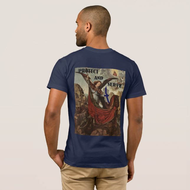 St. Michael Thin Blue Line T-Shirt (Back Full)