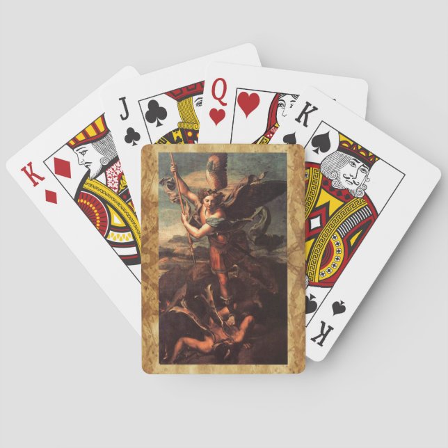 ST. MICHAEL VANGUISHING SATAN Raphaello Sanzio Poker Cards (Back)