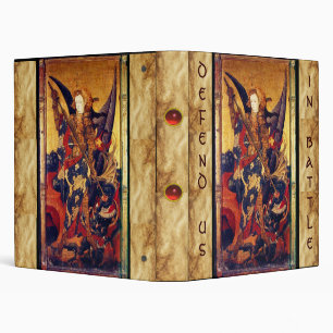 St. Michael Vanquishing Devil as Medieval Knight 3 Ring Binder