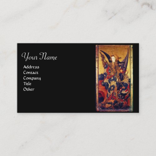 St Michael Vanquishing Devil as Medieval Knight Business Card