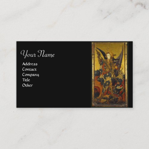 St Michael Vanquishing Devil as Medieval Knight Business Card