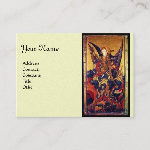 St Michael Vanquishing Devil as Medieval Knight Business Card