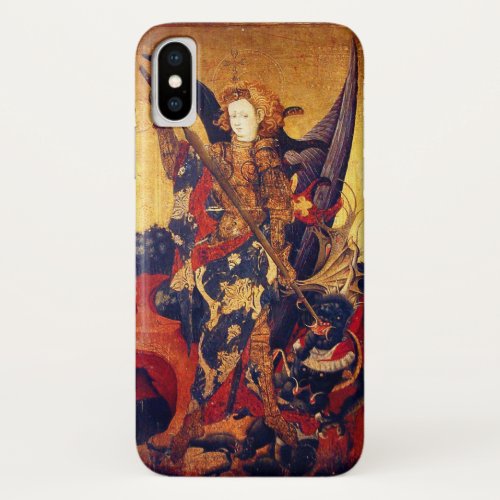 St Michael Vanquishing Devil as Medieval Knight iPhone XS Case