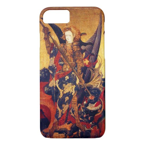 St Michael Vanquishing Devil as Medieval Knight iPhone 87 Case