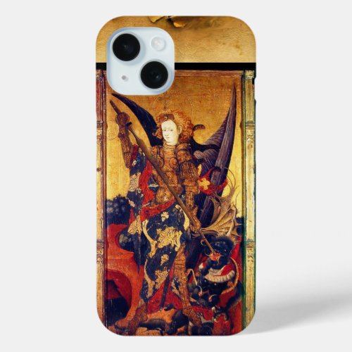 St Michael Vanquishing Devil as Medieval Knight iPhone 15 Case