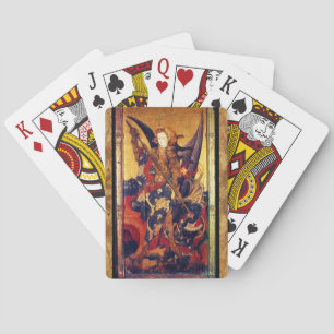 St. Michael Vanquishing Devil as Medieval Knight Poker Cards
