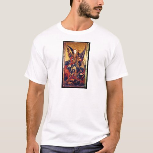 St Michael Vanquishing Devil as Medieval Knight T_Shirt