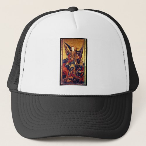 St Michael Vanquishing Devil as Medieval Knight Trucker Hat