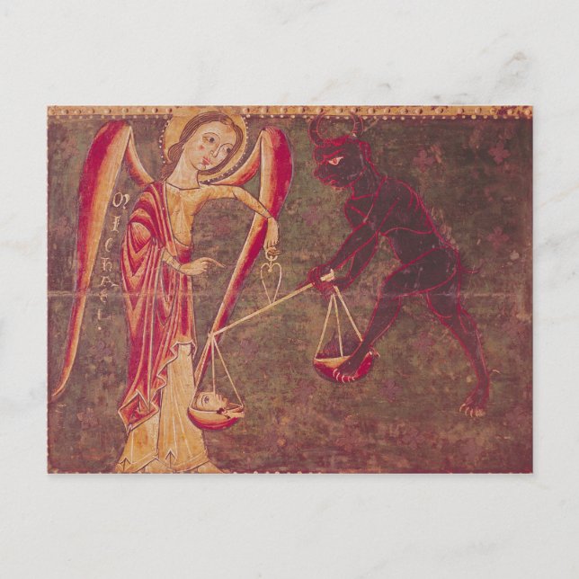 St. Michael Weighing Souls, from an altarpiece Postcard (Front)