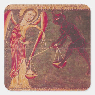 St. Michael Weighing Souls, from an altarpiece Square Sticker