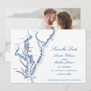 St. Michaels MD Chesapeake Bay Map Photo Wedding Save The Date