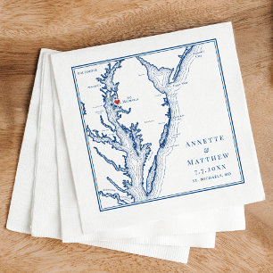 St. Michaels MD Chesapeake Bay Map Wedding Napkins